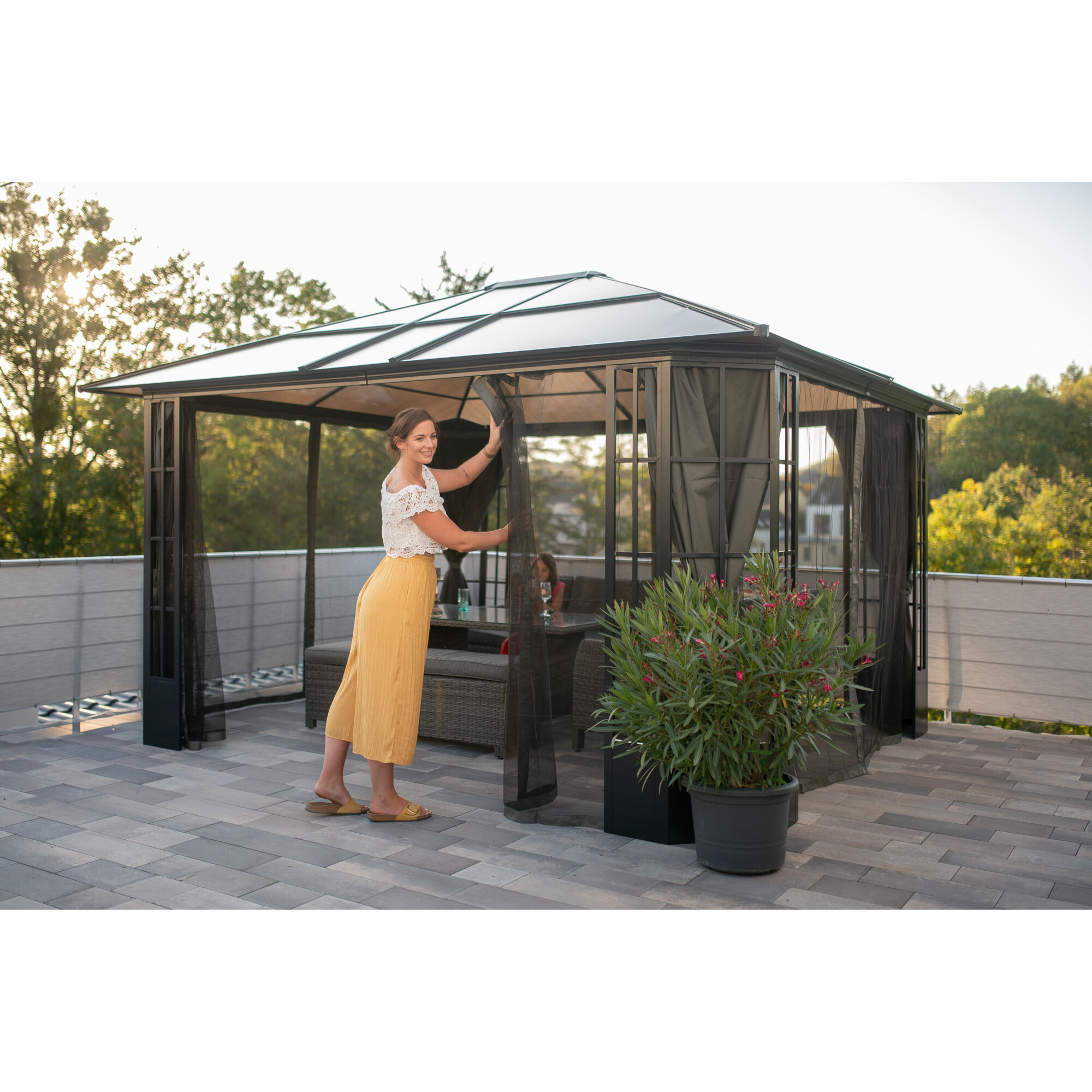 ShelterLogic Savino, Sojag Savino 12ft. x 14ft. Gazebo, Color Black, Shape Rectangle, Frame Material Aluminum, Model# 500-9167207